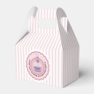 Caja Para Regalos Cupcake de rayas rosadas de San Valentín