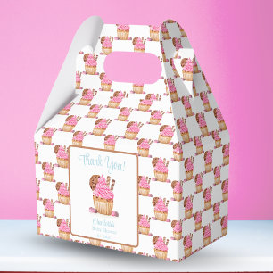 Caja Para Regalos Cupcake de vainilla rosa al acuarela con baby show