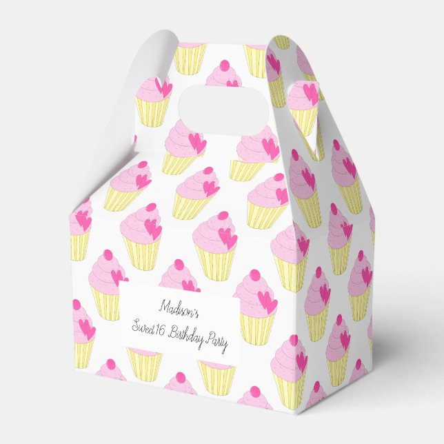 Caja Para Regalos Cupcakes de frosting rosa illusima Sweet 16 (Front Side)