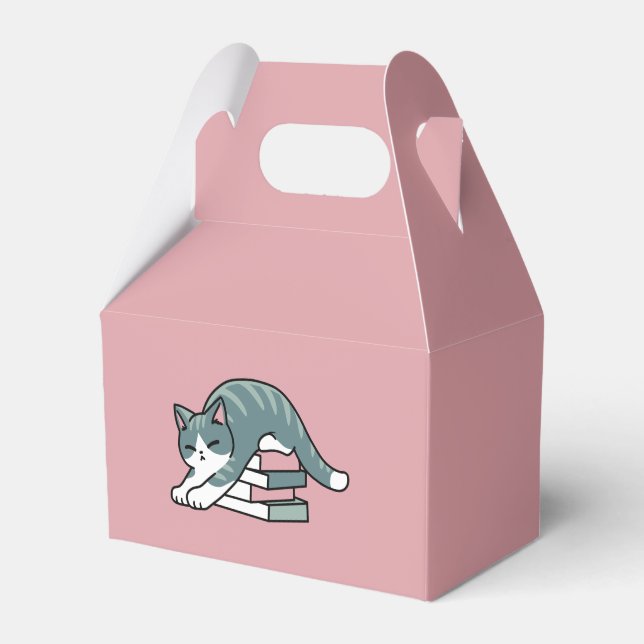 Caja Para Regalos Curva con un libro y un gato - cómodos lectores de (Front Side)