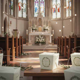 Caja Para Regalos Custom Baptism Favor Box with Olive Wreath 