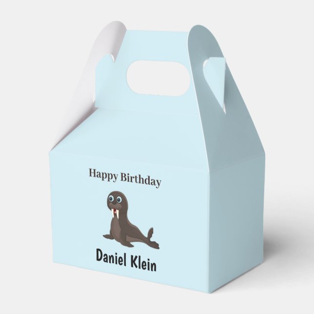 Caja Para Regalos Custom birthday cute gray seal blue (Front Side)