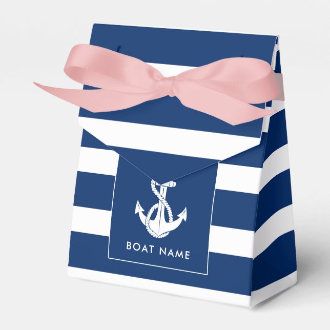 Caja Para Regalos Custom Boat Name Nautical Anchor Coastal Wedding (Front Side)