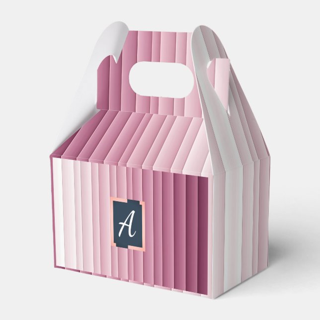 Caja Para Regalos Custom Monogram Pink Gradient Vertical Favor Boxes (Front Side)