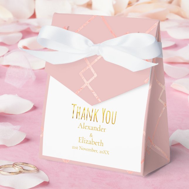 Caja Para Regalos Custom Thank You Elegant Geometric Pattern (Boda)