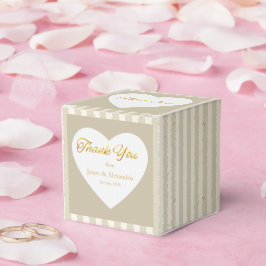 Caja Para Regalos Custom Thank You Gold Stripes White Heart