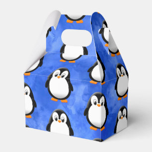 Caja Para Regalos Cuta pingüino Personalizado azul acuarela