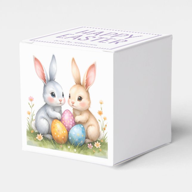 Caja Para Regalos Cute acuarela Abundantes de Pascua Felices Pascuas (Costado Anverso)