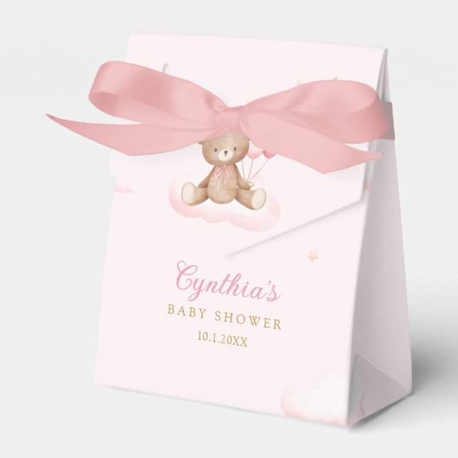 Caja Para Regalos Cute acuarela Teddy Bear Chica Baby Shower (Front Side)