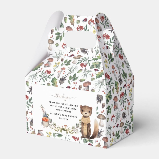 Caja Para Regalos Cute Autumn Woodland | Baby Shower Favor (Front Side)