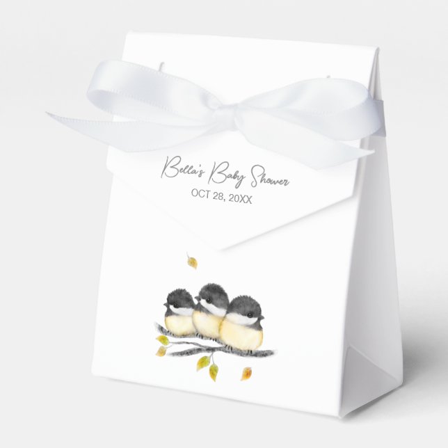 Caja Para Regalos Cute Baby Bird Chickadees Baby Shower (Front Side)