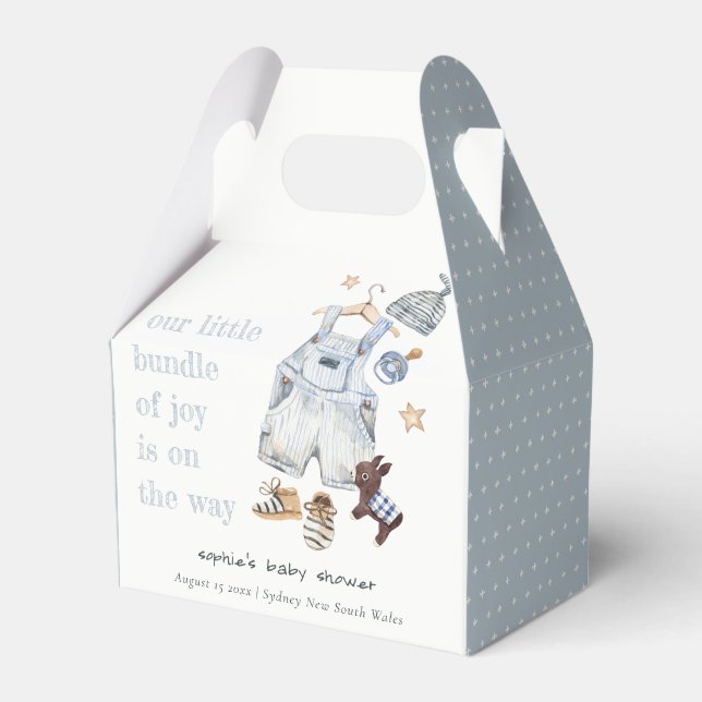 Caja Para Regalos Cute Baby Clothes Essentials Blue Boy Baby Shower (Front Side)