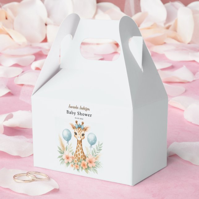Caja Para Regalos Cute Baby Giraffe Boy Baby Shower | Blue Safari (Boda)