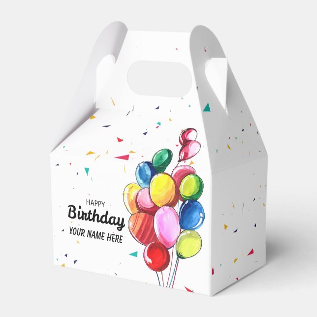 Caja Para Regalos Cute Balloon Birday Cualquier Nombre (Front Side)