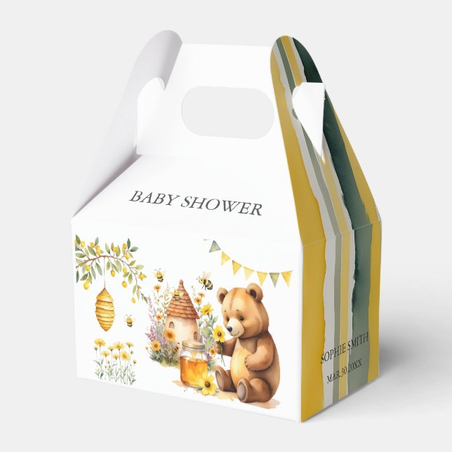 Caja Para Regalos Cute Bear Honey Bee Hive Baby Shower (Front Side)