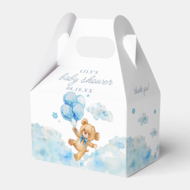 Caja Para Regalos Cute Bearly Wait Blue Boy Baby Shower (Front Side)