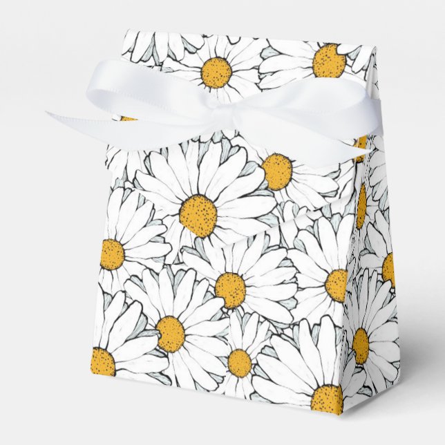 Caja Para Regalos Cute blanco amarillo marrón modelo de arte floral (Front Side)