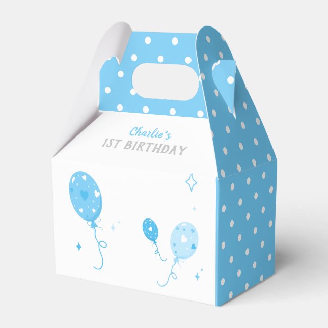 Caja Para Regalos Cute Blue Balloons Favor Box Cumpleaños 💙 (Front Side)