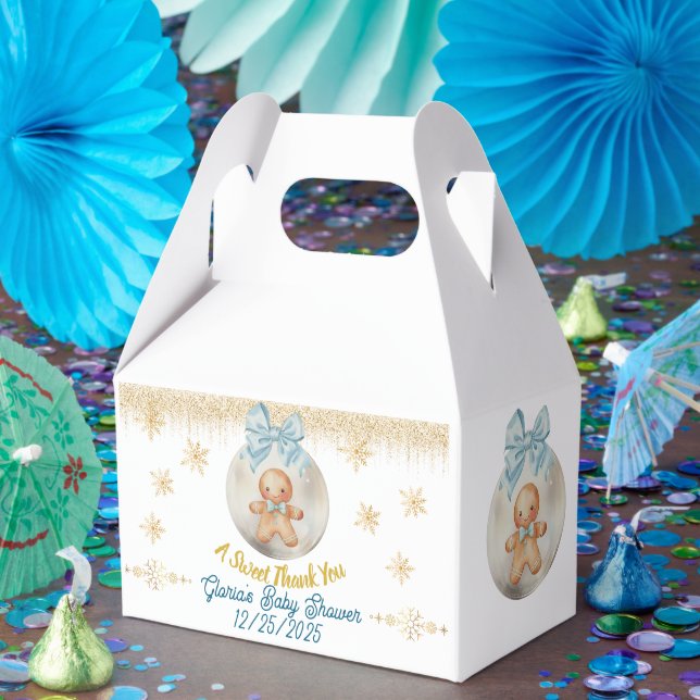 Caja Para Regalos Cute  blue Gingerbread  boy Bauble Baby Shower (Fiesta)