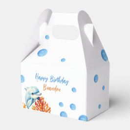 Caja Para Regalos Cute Blue & Naranja Dolphin Kids Cumpleaños