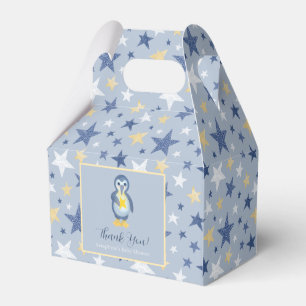 Caja Para Regalos Cute Blue Penguin Stars Gracias Baby Shower