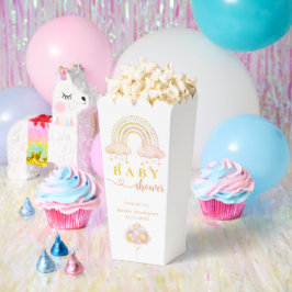 Caja Para Regalos Cute boho Watercolor Chica Baby Shower Popcorn