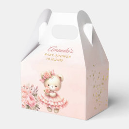 Caja Para Regalos Cute Boho Watercolor Teddy Bear Chica Baby Shower