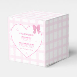 Caja Para Regalos Cute Bow Pastel Rosa Gingham Baby Shower