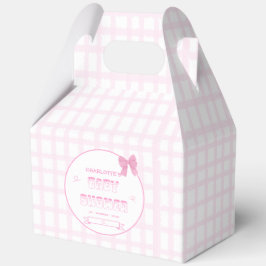 Caja Para Regalos Cute Bow Pastel Rosa Gingham Baby Shower Gable