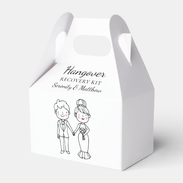 Caja Para Regalos Cute Bride Groom Hangover Kit Boda personalizado (Front Side)