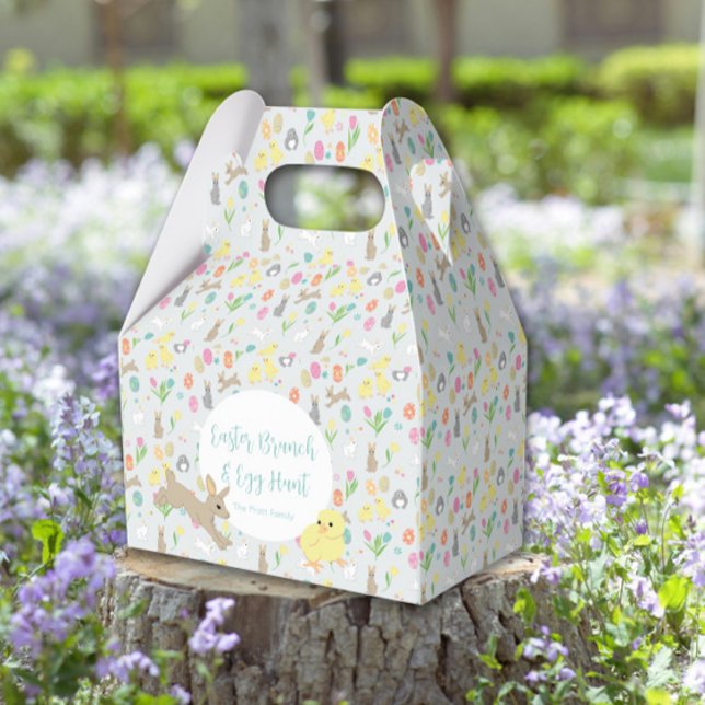 Caja Para Regalos Cute Bunnies de Pascua Tulipanes de primavera Flor (Cute Easter Bunnies Spring Tulips Flowers Favor Boxes
)