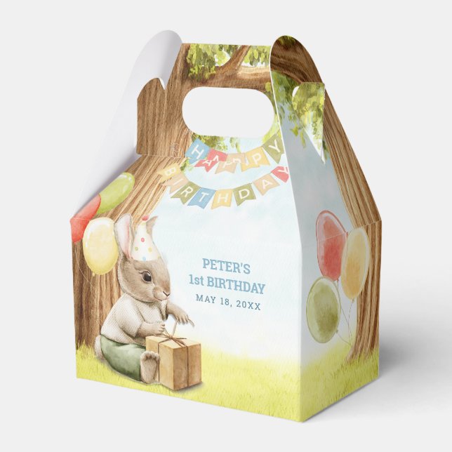 Caja Para Regalos Cute Bunny Birthday Favor Box (Front Side)