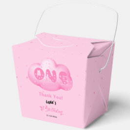 Caja Para Regalos Cute Cat Font Watercolor Nube rosa Primer Cumpleañ