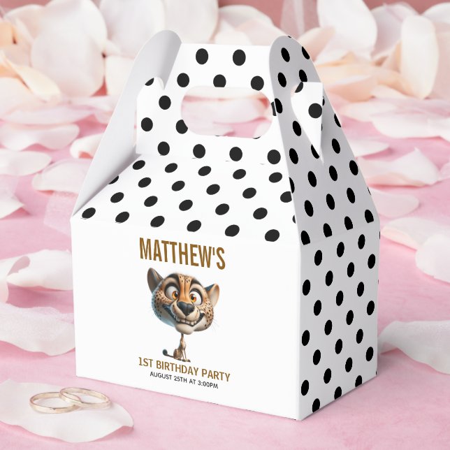 Caja Para Regalos Cute Crazy Cheetah Farm Theme 1st Birthday (Boda)