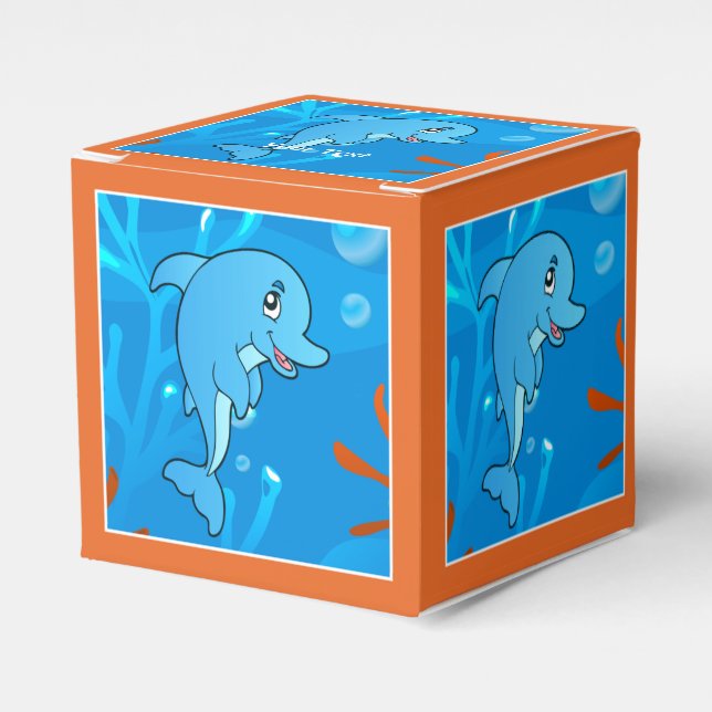 Caja Para Regalos Cute delfín Ocean Aquatic Party Favbox (Costado Anverso)