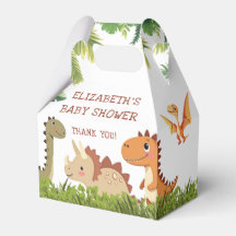 Cute Dinosaur Greenery Baby Shower Favor Box
