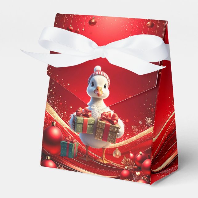 Caja Para Regalos Cute Duck Christmas Holiday Favor Box (Front Side)