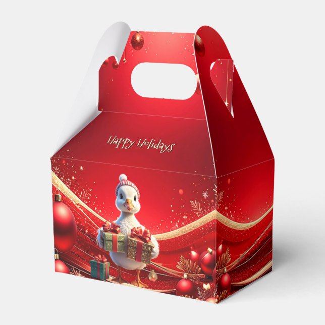 Caja Para Regalos Cute Duck Christmas Holiday Favor Box (Front Side)