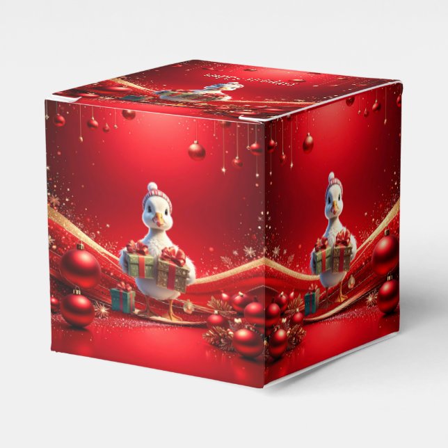 Caja Para Regalos Cute Duck Christmas Holiday Favor Box (Costado Anverso)