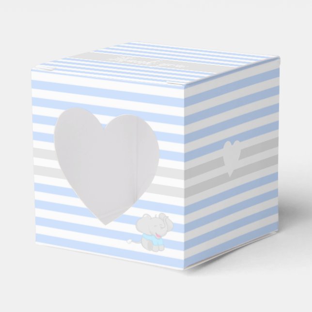 Caja Para Regalos Cute Elephant Baby Shower Blue FavBox (Anverso)
