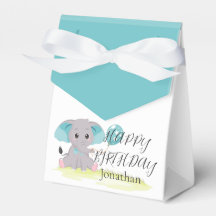 Cute Elephant Blue Birthday Boy Favorito Box