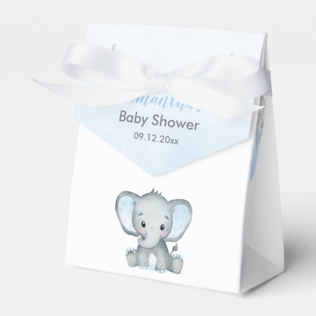 Caja Para Regalos Cute Elephant Boy Balloons Baby Shower (Front Side)