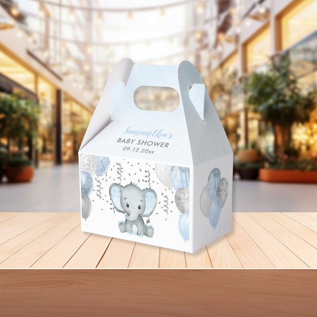 Caja Para Regalos Cute Elephant Boy Balloons Baby Shower (Cute Elephant Boy Balloons Baby Shower Favor Boxes)