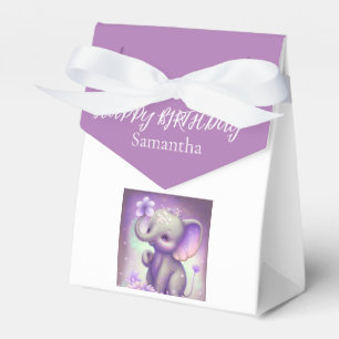 Caja Para Regalos Cute Elephant Purple Birthday Favor Box