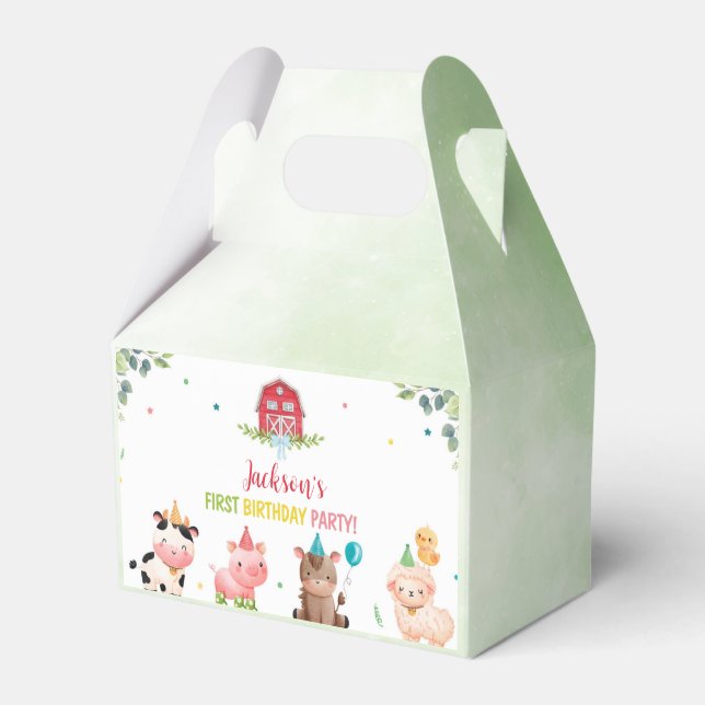 Caja Para Regalos Cute Farm Animals Birthday Favor Box (Front Side)
