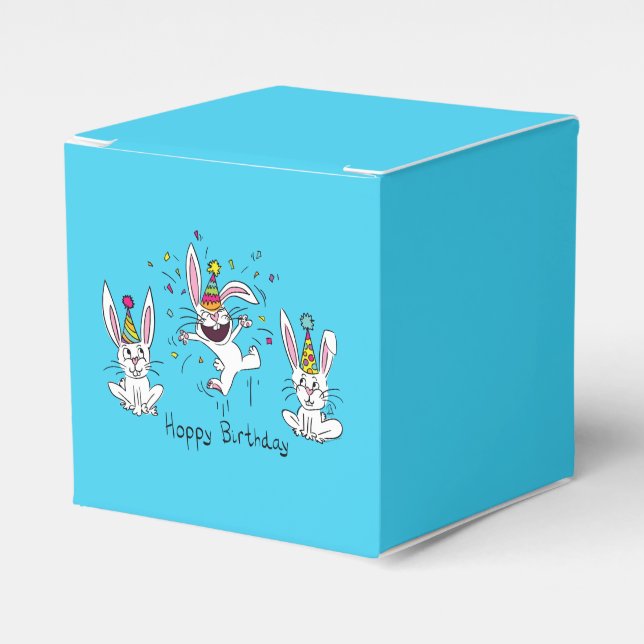 Caja Para Regalos Cute Feliz Cumpleaños Conejos Conejos Conejitos Ni (Costado Anverso)