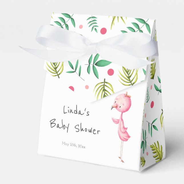 Caja Para Regalos Cute Flamingo Baby Shower (Front Side)