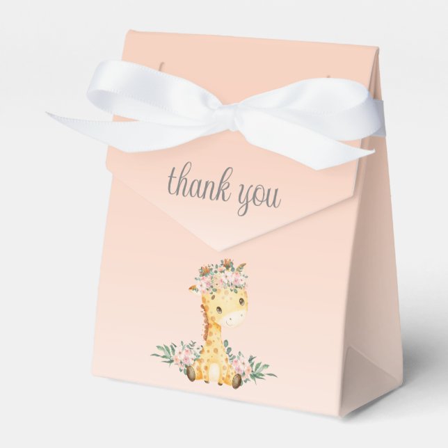 Caja Para Regalos Cute Floral Giraffe Chica Baby Shower Gracias (Front Side)