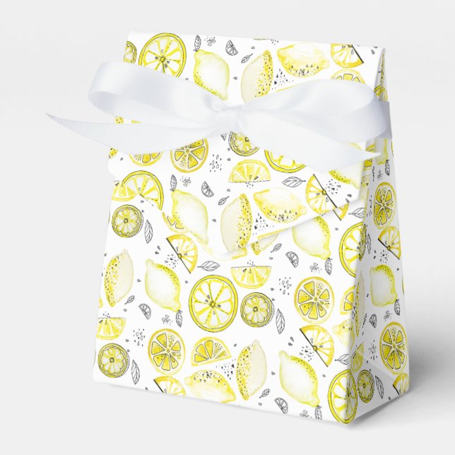 Caja Para Regalos Cute Fresco Verano Citrus Lemon Doodle Amarillo (Front Side)