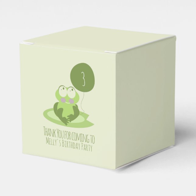 Caja Para Regalos Cute Frog Birday Green Balloon Gracias (Costado Anverso)